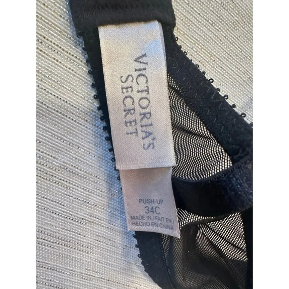 Victoria Secret Black floral push bra 34C women’s undergarment - Picture 3 of 5